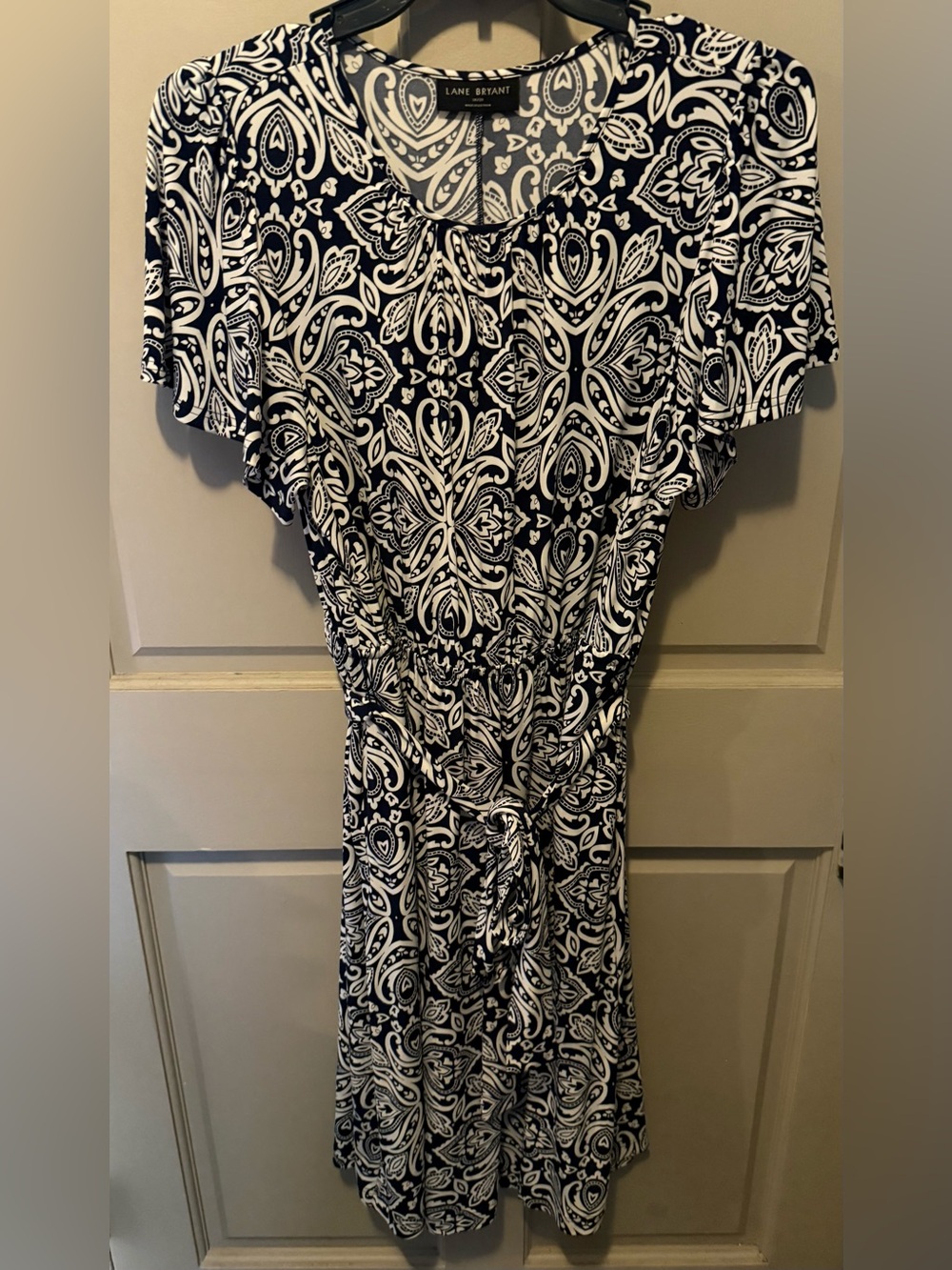 Lane Bryant Navy & White Paisley-Style Maxi Dress